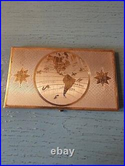 Vintage 1950's Wadsworth Brass Globe & Compass Cigarette Case-Very Rare