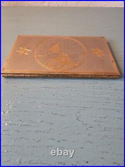 Vintage 1950's Wadsworth Brass Globe & Compass Cigarette Case-Very Rare