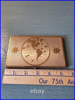 Vintage 1950's Wadsworth Brass Globe & Compass Cigarette Case-Very Rare