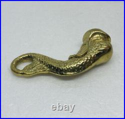 Vintage 1970s Solid Brass Tub Sink Faucet Knob Mermaid Tail 4 Very Rare Decor O