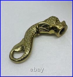 Vintage 1970s Solid Brass Tub Sink Faucet Knob Mermaid Tail 4 Very Rare Decor O