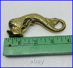 Vintage 1970s Solid Brass Tub Sink Faucet Knob Mermaid Tail 4 Very Rare Decor O