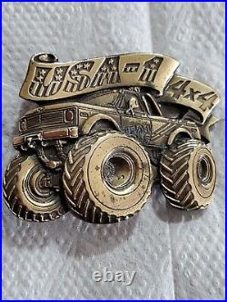 Vintage 1984 USA 1 Monster Truck 4 x 4 Belt Buckle Brass Very Rare USA made