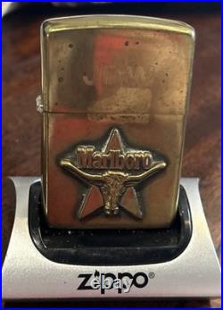 Vintage 1992 Zippo BRASS Lighter MARLBORO Very Rare