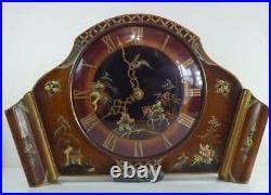 Vintage 50's very rare Smiths Chinoiserie mantel clock highly detailed decorated