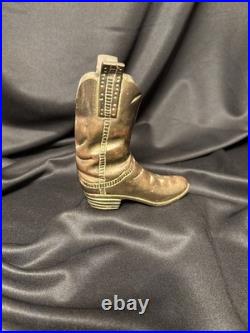 Vintage Antique Cowboy Shoes Boot Brass Soild Collectible Rare-Very Heavy 692gms