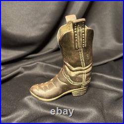 Vintage Antique Cowboy Shoes Boot Brass Soild Collectible Rare-Very Heavy 692gms