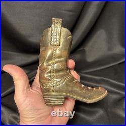 Vintage Antique Cowboy Shoes Boot Brass Soild Collectible Rare-Very Heavy 692gms