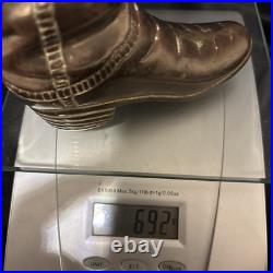 Vintage Antique Cowboy Shoes Boot Brass Soild Collectible Rare-Very Heavy 692gms