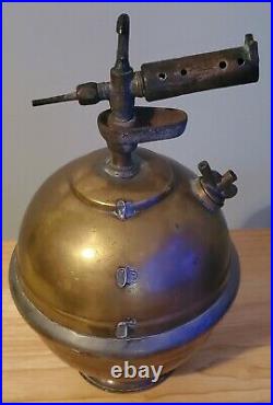 Vintage Antique Rare Round Brass Blow Torch Steampunk Very Unique