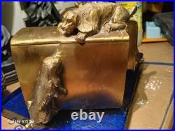 Vintage Art Deco a pair of brass Dog Bookends, c. 1920 Very RARE Numbered