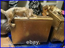 Vintage Art Deco a pair of brass Dog Bookends, c. 1920 Very RARE Numbered