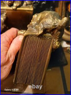 Vintage Art Deco a pair of brass Dog Bookends, c. 1920 Very RARE Numbered