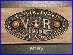 Vintage Brass Builders Plate By Newport Railway Workshops 1911 Very Rare