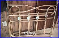 Vintage Brass Daybed with rare finials, very old, brass porcelain