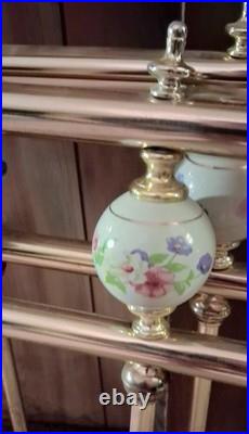 Vintage Brass Daybed with rare finials, very old, brass porcelain