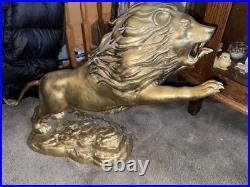 Vintage Brass LION Figurine 15.5 In. Very Heavy Rare