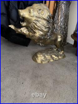Vintage Brass LION Figurine 15.5 In. Very Heavy Rare