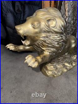 Vintage Brass LION Figurine 15.5 In. Very Heavy Rare