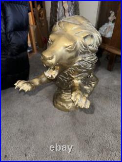 Vintage Brass LION Figurine 15.5 In. Very Heavy Rare