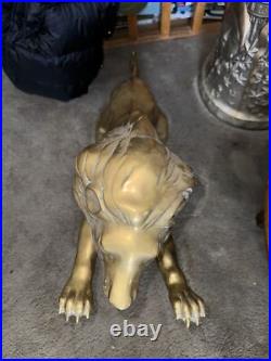 Vintage Brass LION Figurine 15.5 In. Very Heavy Rare