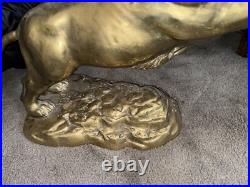 Vintage Brass LION Figurine 15.5 In. Very Heavy Rare