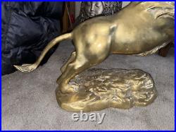 Vintage Brass LION Figurine 15.5 In. Very Heavy Rare