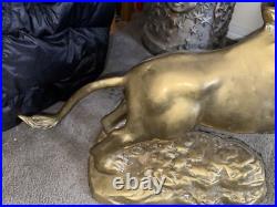 Vintage Brass LION Figurine 15.5 In. Very Heavy Rare