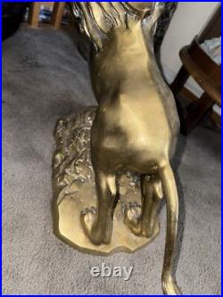 Vintage Brass LION Figurine 15.5 In. Very Heavy Rare
