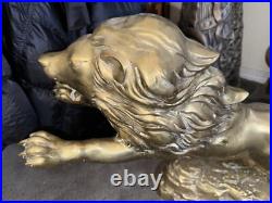Vintage Brass LION Figurine 15.5 In. Very Heavy Rare