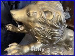 Vintage Brass LION Figurine 15.5 In. Very Heavy Rare