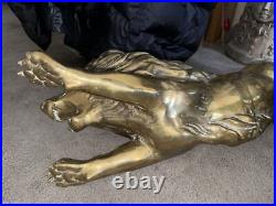 Vintage Brass LION Figurine 15.5 In. Very Heavy Rare