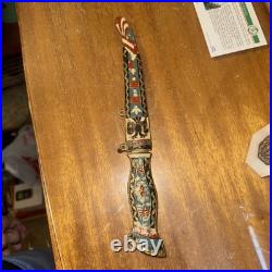 Vintage Brass Letter Opener Stained Glass Design VERY RARE