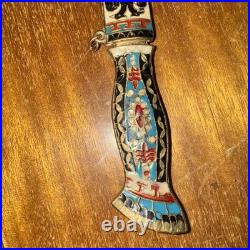 Vintage Brass Letter Opener Stained Glass Design VERY RARE