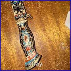 Vintage Brass Letter Opener Stained Glass Design VERY RARE