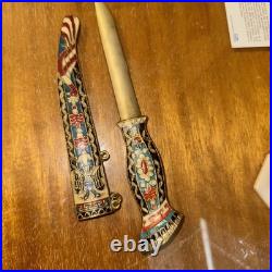 Vintage Brass Letter Opener Stained Glass Design VERY RARE