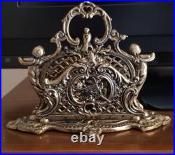 Vintage Brass Napkin Serviette Rack Holder Decorative Art, GOLD SOLID, VERY RARE