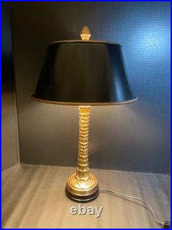 Vintage Brass Palm Tree Shaped Base with Original Tole Shade Works, Very Rare