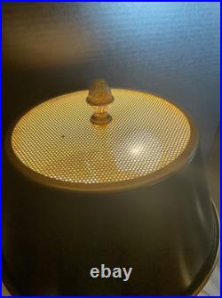Vintage Brass Palm Tree Shaped Base with Original Tole Shade Works, Very Rare