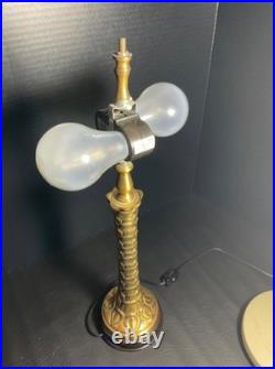 Vintage Brass Palm Tree Shaped Base with Original Tole Shade Works, Very Rare