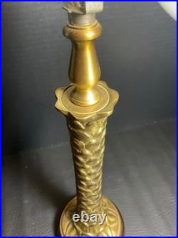 Vintage Brass Palm Tree Shaped Base with Original Tole Shade Works, Very Rare