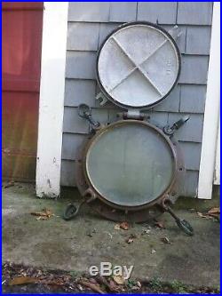 Vintage Brass Porthole rare with Hatch, 18 inch port, 15 inch glass, VERY HEAVY