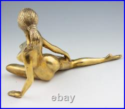 Vintage Brass Posing Woman Figurine Statue 14in Length Stamped 88 VERY RARE