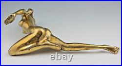 Vintage Brass Posing Woman Figurine Statue 14in Length Stamped 88 VERY RARE