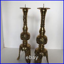 Vintage Brass Set 2 Candlestick Rare Very Nice