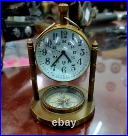 Vintage Brass Table Clock with compass, very rare piece