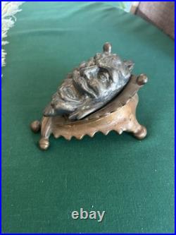 Vintage Bronze steel Inkwell Devil Very Old In Good Vintage Condition Very Rare
