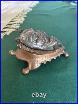 Vintage Bronze steel Inkwell Devil Very Old In Good Vintage Condition Very Rare