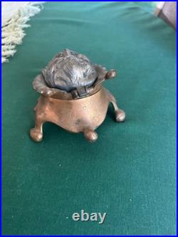 Vintage Bronze steel Inkwell Devil Very Old In Good Vintage Condition Very Rare