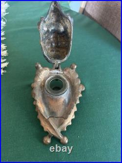 Vintage Bronze steel Inkwell Devil Very Old In Good Vintage Condition Very Rare